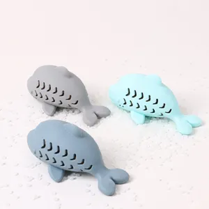 Cute silicone fish cat food leaking toy interactive bite-resistant teething pet toy