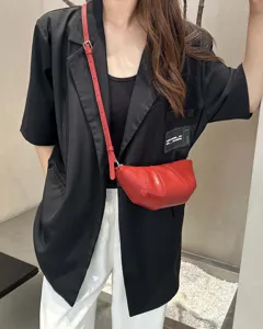 Red leather croissant crossbody bag stylish small dumpling shoulder bag commuting fashion