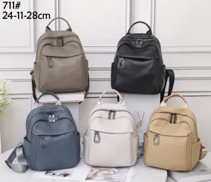 Genuine leather backpack for women, large capacity casual daypack travel book bag.