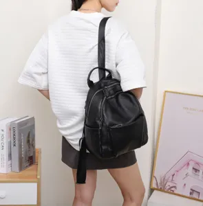 Women genuine leather backpack soft cowhide fashion casual school bag large capacity daypack