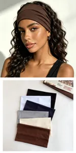 Solid color wide headband detail showing soft elastic fabric and multiple assorted colors.