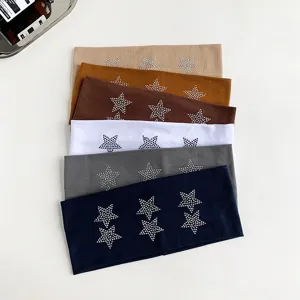 Stylish rhinestone star stretch headbands set, multi-color casual daily hair accessories.