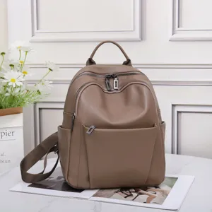 Genuine Leather Backpack For Women Soft Top Layer Cowhide Travel Casual Daypack Large Capacity School Bag