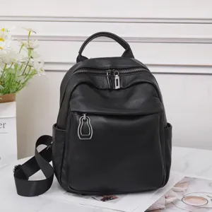 Genuine leather backpack for women, cowhide casual bag, large capacity travel bag.