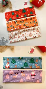 Christmas cartoon print wide hair bands set featuring cute Santa reindeer snowflake festive styles.