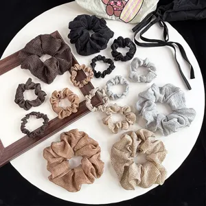 Κορεάτικο Πουά Πλισέ Ύφασμα Scrunchie Βασικό Πολλαπλών Μεγεθών Ελαστικό Αξεσουάρ Μαλλιών