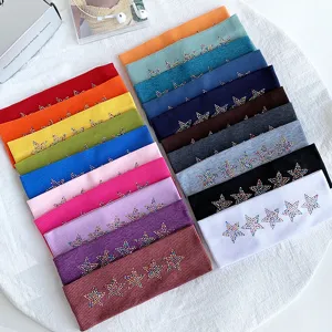 Fascia per Capelli in Maglia a Righe Verticali con Stelle in Strass Elastica Dolce Cool Antiscivolo Accessori per Capelli Donna