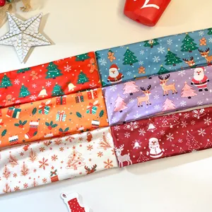 Christmas cartoon printed wide headband with cute Santa and reindeer festive party vibes