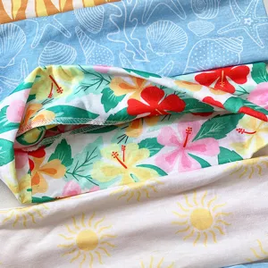 Summer Hawaiian beach vacation wide headband hibiscus shell print stylish headscarf accessory