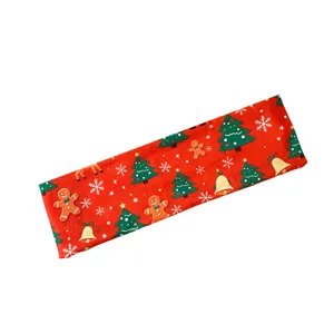 Christmas cartoon print wide headband with cute gingerbread man and festive holiday pattern.