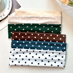 Polka dot elastic yoga headband, stylish sweat-absorbing hair band for sports and makeup.