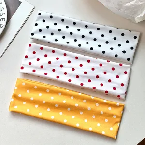 Polka dot yoga headband stretch hair band fashion sweat absorbent workout fitness sweatband
