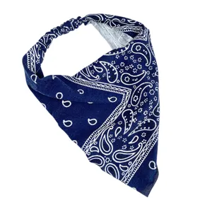 Diadema triangular elástica azul retro americana con estampado paisley accesorio de pelo