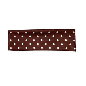 Brown polka dot elastic yoga headband, stylish sweat-absorbing hair band for sports and fitness.
