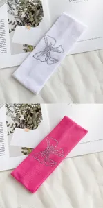 Gebreide geribbelde haarband met strass strik, zacht elastisch en veelzijdig modieus haaraccessoire.