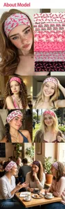 Pink ribbon breast cancer awareness elastic headband, non-slip sports hair band for women.