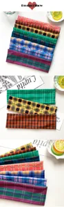 Cinta para el pelo ancha elástica de cuadros retro diadema colorida vintage para diario