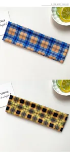 Cinta de pelo elástica ancha de cuadros retro americano, accesorio de cabello vintage.