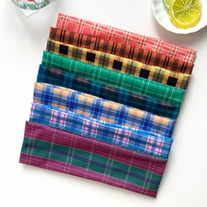 Cinta para el Cabello Ancha y Elástica con Cuadros Vintage Americano Diseño Geométrico de Bloque de Color Accesorio Casual Antideslizante para Mujer