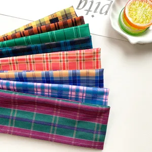 Diadema elástica ancha de cuadros retro americano, diseño de bloques de color, cinta de pelo versátil.
