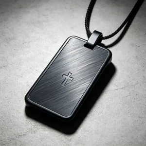 Pendentif plaque militaire croix en acier inoxydable noir collier homme bijoux hip-hop.