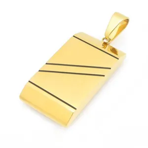 Pendentif plaque militaire homme acier inoxydable or geometrique mode urbain principal