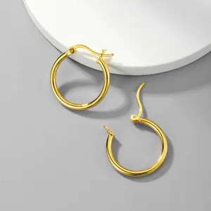 Minimalist 316L Stainless Steel Hoop Earrings For Women Men Gold Silver Black Plain Circle Round Huggie Earring Fashion Jewelry Gift