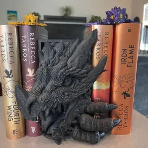 Realistisches Drachenkopf-Buchstütze aus Harz für Fantasy-Dekoration im Wohnregal