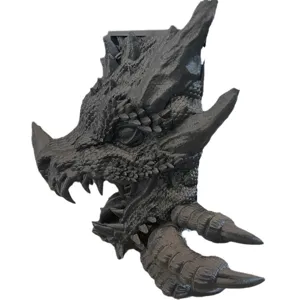 Detaillierte schwarze Drachenkopf-Skulptur aus Harz für Gothic-Dekor und Buchstützen