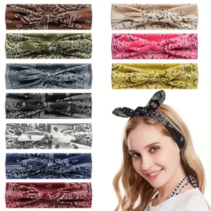 Femme bandeau cachemire extensible mignon nœud papillon ruban cheveux accessoires mode