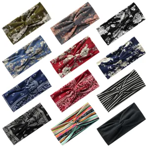 Bohemian Elastic Non-Slip Wide Yoga Sports Headband Sweat-Absorbing Stretch Hair Band For Women Running Fitness