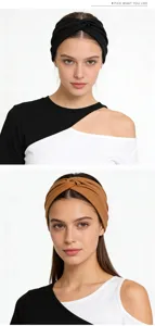 Detailansicht des einfarbigen, breiten Yoga-Stirnbands, elastisches, schweißableitendes Haarband.