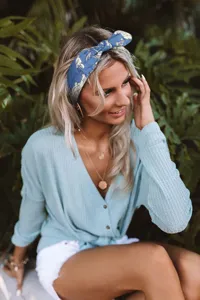 Bandeau à fleurs cachemire bleu pour femmes, joli serre-tête nœud pour le style quotidien.