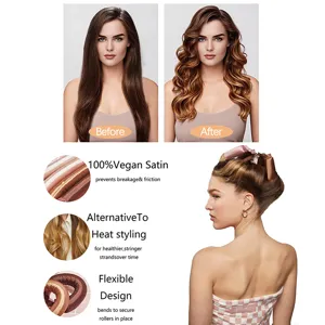 Heatless hair curler set satin curling rod headband for overnight curls and heat styling.