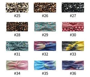 Variety of boho yoga headbands details, wide elastic sports hair bands with prints.