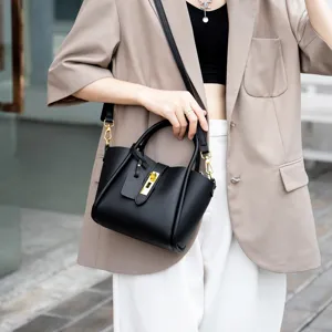 Women Genuine Leather Bucket Bag Small Luxury Designer Shoulder Crossbody Handbag Casual Daily Purse