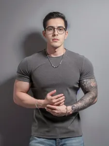 Men's slim fit ribbed short sleeve t-shirt, casual crewneck stretchy athletic top.