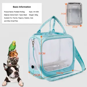 Portable breathable transparent bird carrier bag oxford cloth small pet travel backpack
