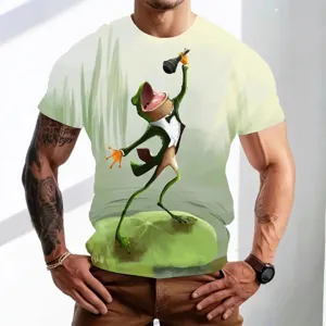 T-shirt graphique imprimé 3D pour homme casual manches courtes animal drôle col rond haut.