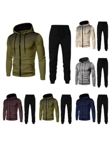 Men's Athletic Sport Tracksuit Top And Bottom Polyester Printed Gradient Dot Full Zip Hooded Sweatshirt Joggers Workout Wear