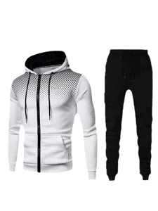 Men Casual Sportswear Set Gradient Dot Zipped Hoodie And Black Sweatpants Outfit Main