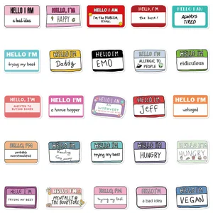 Vue détaillée de stickers de citations anglaises drôles et créatifs, divers designs colorés.