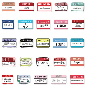 50 Pcs Drôles Autocollants Étiquettes De Nom Anglais Imperméables Vinyle Pour Ordinateur Tasse