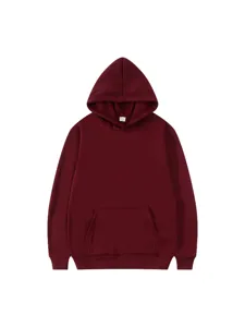 Men solid color hooded sweatshirt casual fleece lined pullover winter warm streetwear