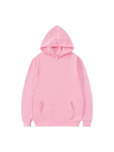 Solid color pink hoodie men casual long sleeve hooded sweatshirt basic apparel
