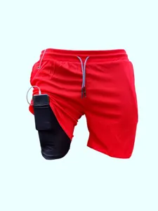 Short de course sechant rapidement pour homme avec poche short de sport fitness double couche