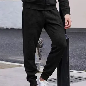 Men's casual waffle joggers pants black slim fit stylish streetwear autumn winter