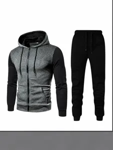 Men's Tracksuit Sportswear Hooded Zip Up Sweatshirt And Jogger Pants 2 Piece Set Gradient Dot Printed Activewear Outfits
