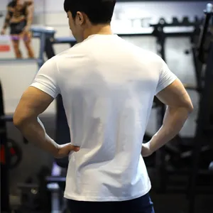 Heren zomer casual slim fit korte mouw effen kleur sport fitness gym t-shirt topjes