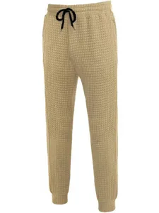 Men casual waffle knit jogger pants loose fit drawstring waist stylish trousers for autumn winter
